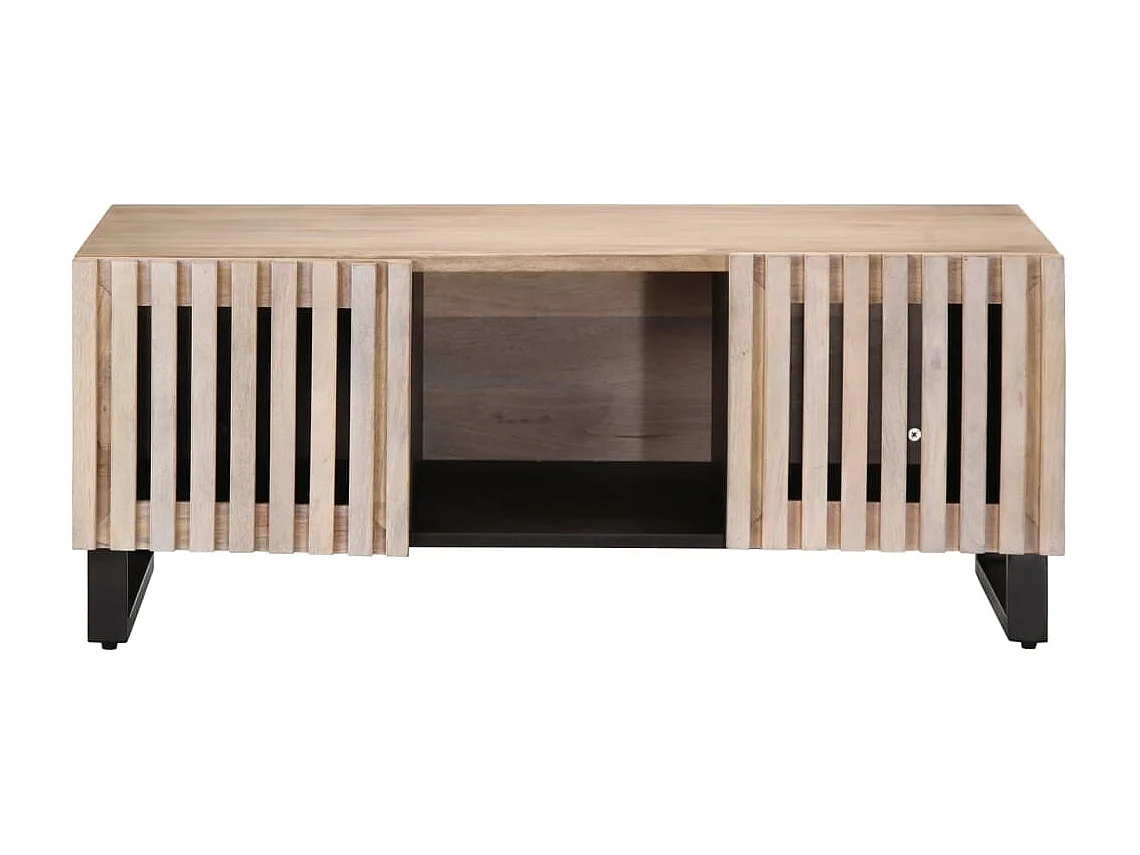 Table basse blanc 100x55x40 cm bois de manguier massif