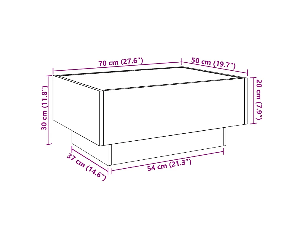 LED-Couchtisch Weiß 70x50x30 cm Holzwerkstoff