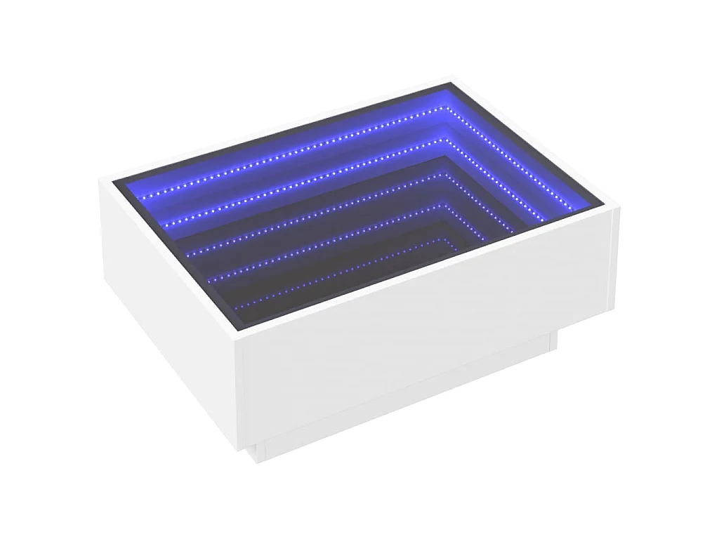 Tavolino Salotto con LED Bianco 70x50x30 cm Legno Multistrato