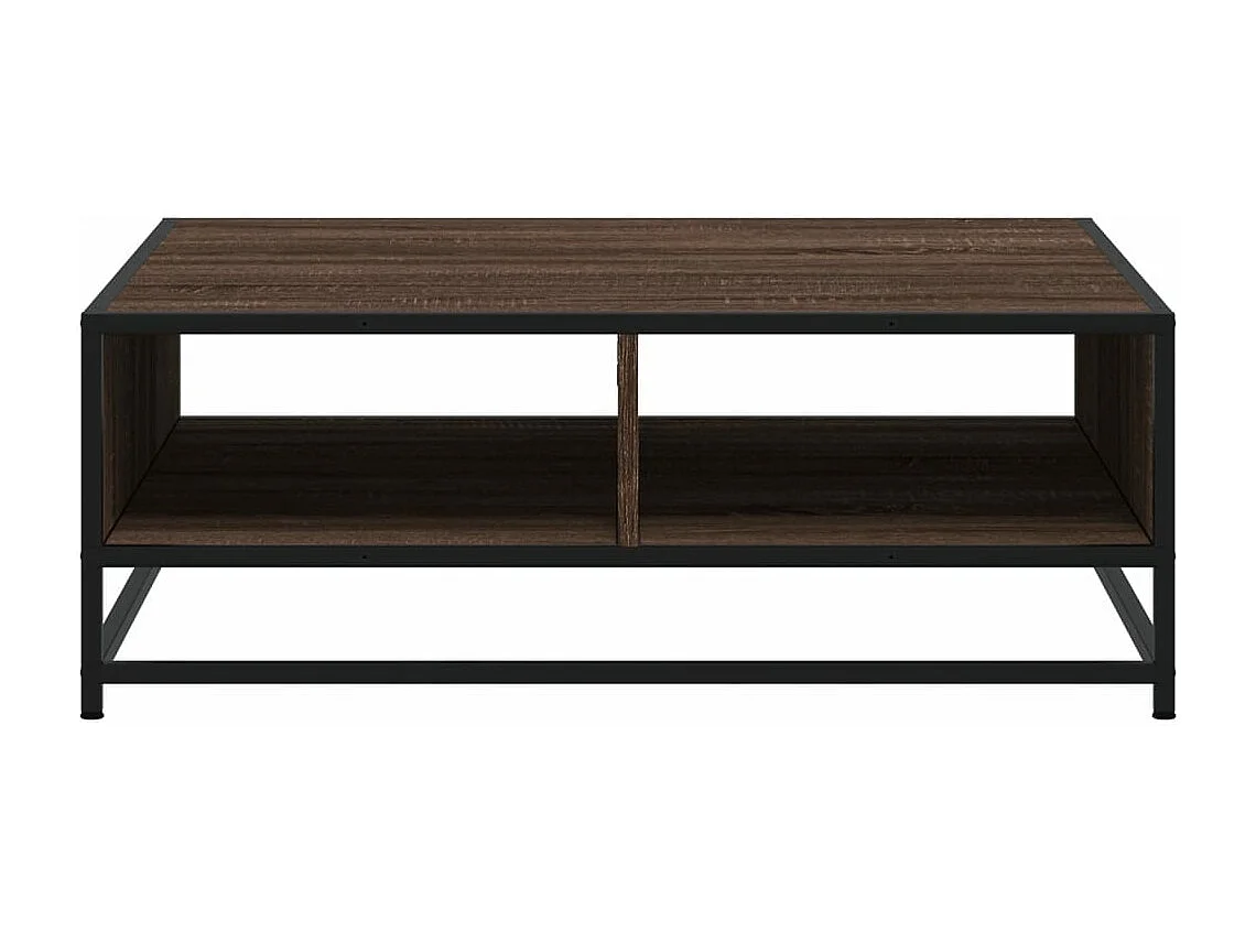 Table basse chêne marron 80x80x30 cm bois d'ingénierie et métal