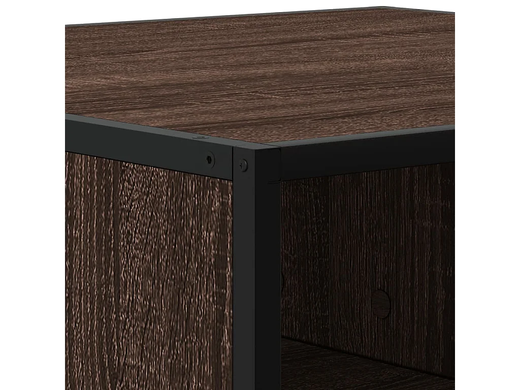 Table basse chêne marron 80x80x30 cm bois d'ingénierie et métal