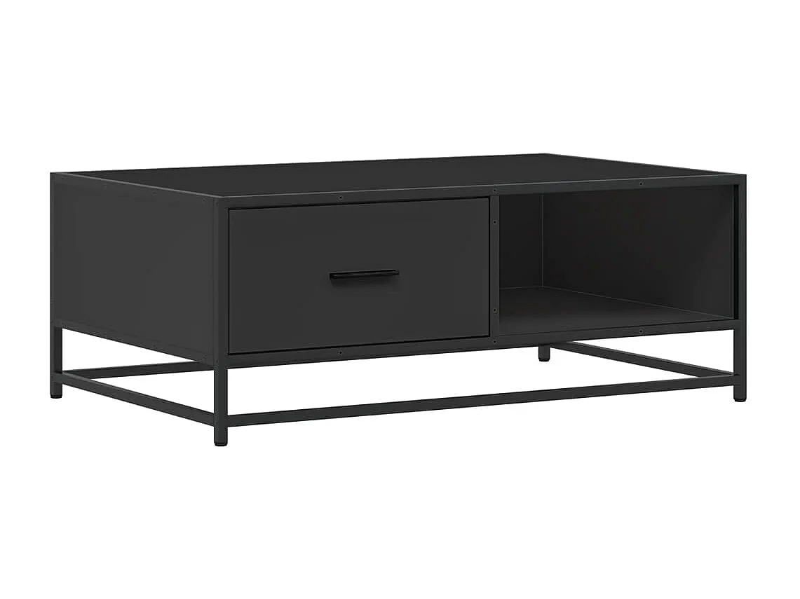 Table basse noir 90x57x35 cm bois d'ingénierie et métal