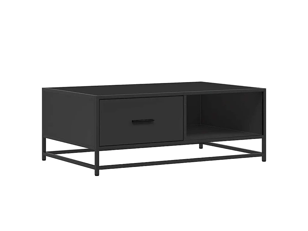 Table basse noir 90x57x35 cm bois d'ingénierie et métal