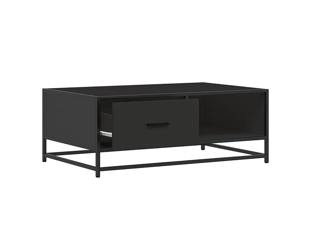 Table basse noir 90x57x35 cm bois d'ingénierie et métal