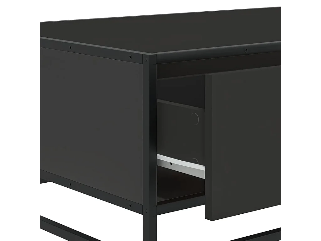 Table basse noir 90x57x35 cm bois d'ingénierie et métal