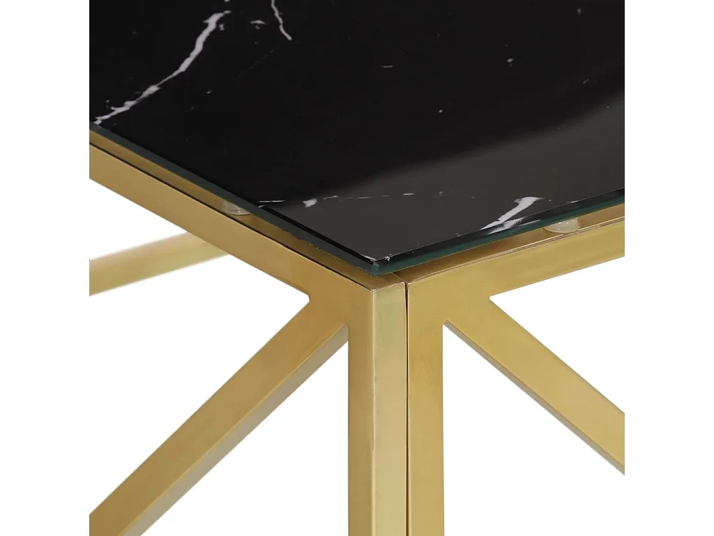 Table basse doré acier inoxydable et verre trempé
