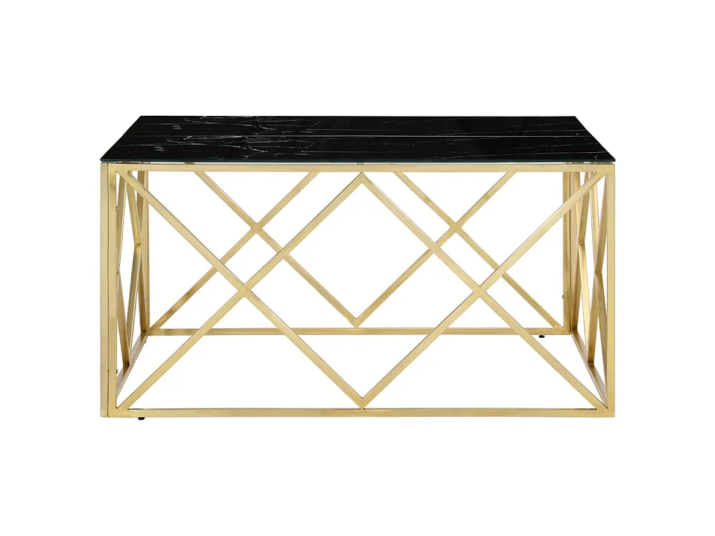 Table basse doré acier inoxydable et verre trempé