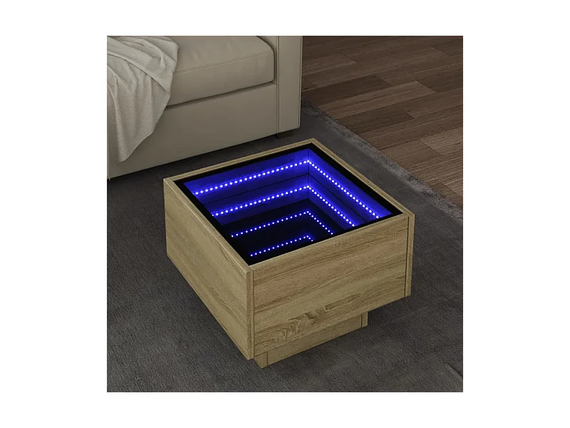 Table d'appoint et LED chêne sonoma 40x40x30 cm bois ingénierie