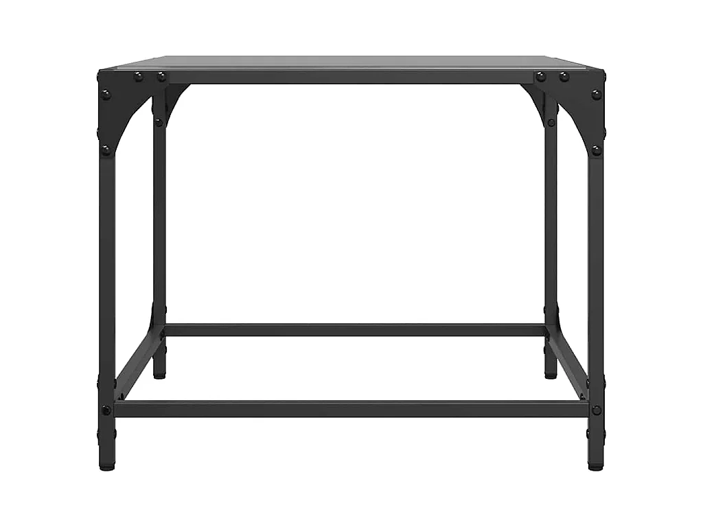 Salontafels 2 st met zwart glazen blad 50x50x40 cm staal