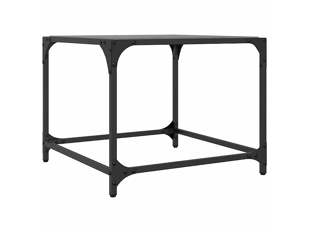 Salontafels 2 st met zwart glazen blad 50x50x40 cm staal