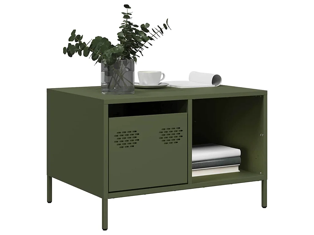 Salontafel 68,5x50x43,5 cm koudgewalst staal olijfgroen