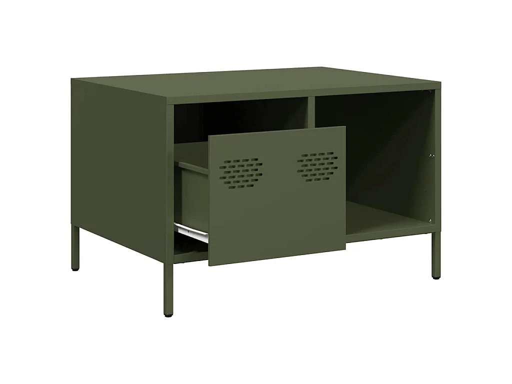 Table basse vert olive 68,5x50x43,5 cm acier laminé à froid