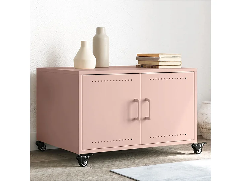 Table basse rose 68x50x43,5 cm acier