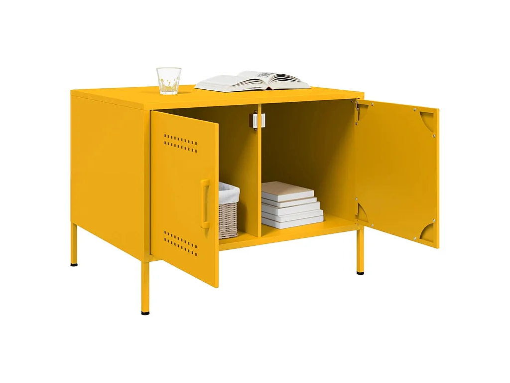 Table basse jaune moutarde 68x50x50,5 cm acier