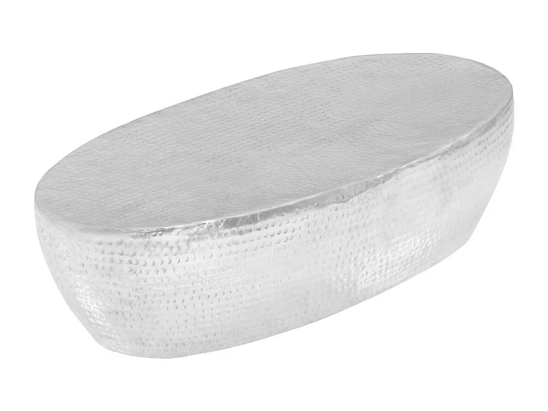 Table basse martelée Argenté 100x50x28 cm Aluminium