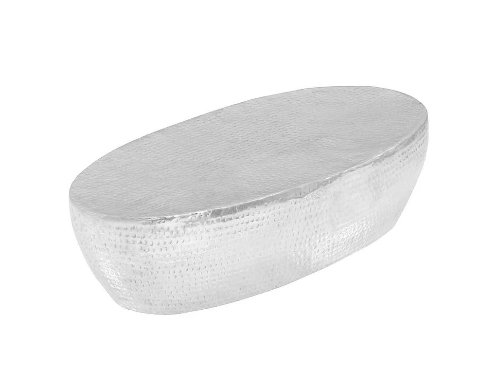 Table basse martelée Argenté 100x50x28 cm Aluminium
