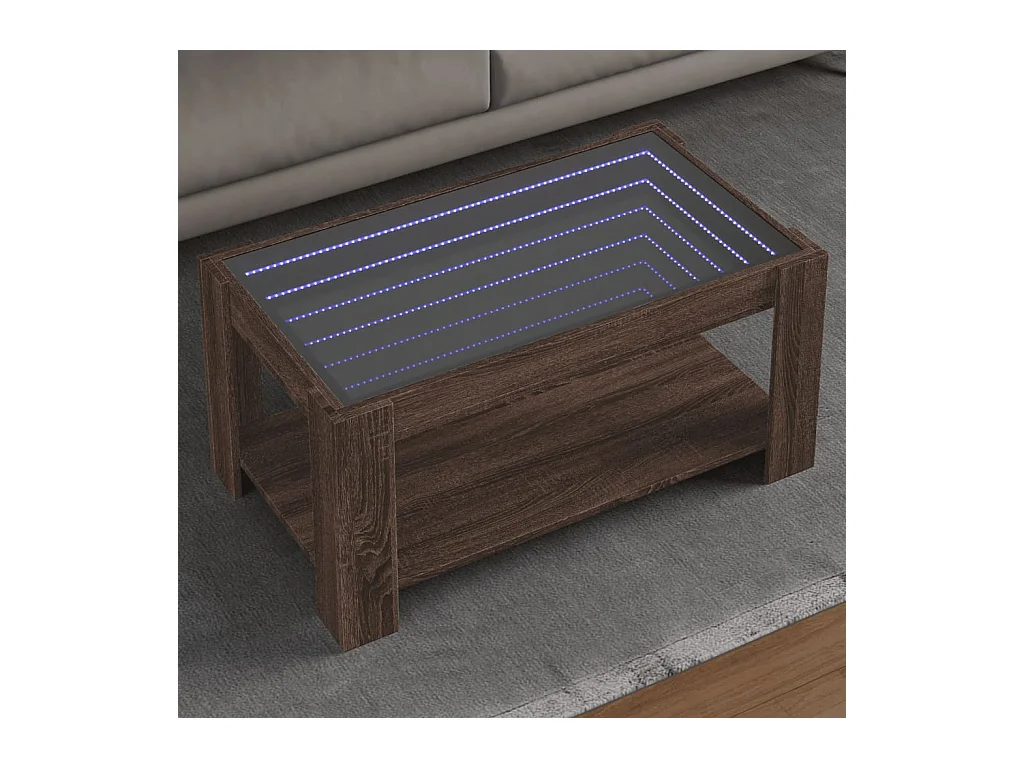 Table basse avec LED chêne marron 93x53x45 cm bois d'ingénierie