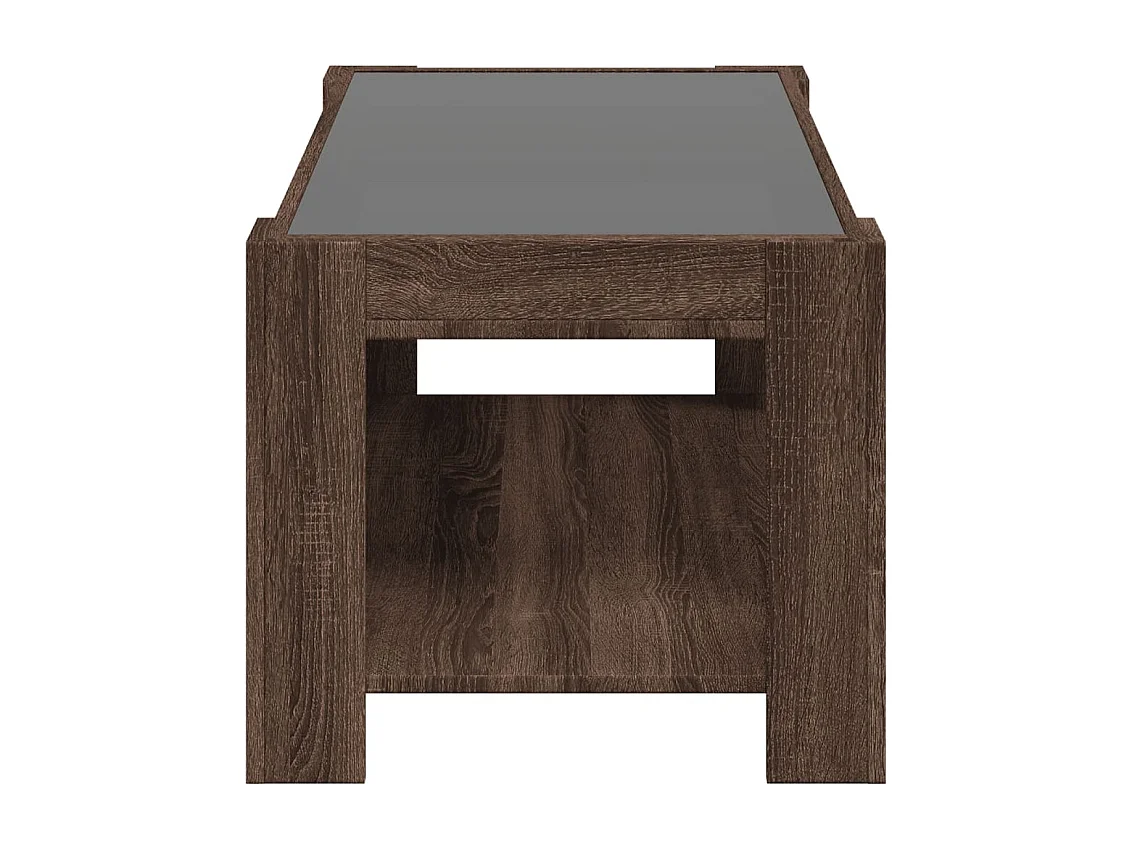Salontafel met LED 93x53x45 cm bewerkt hout bruin eikenkleur