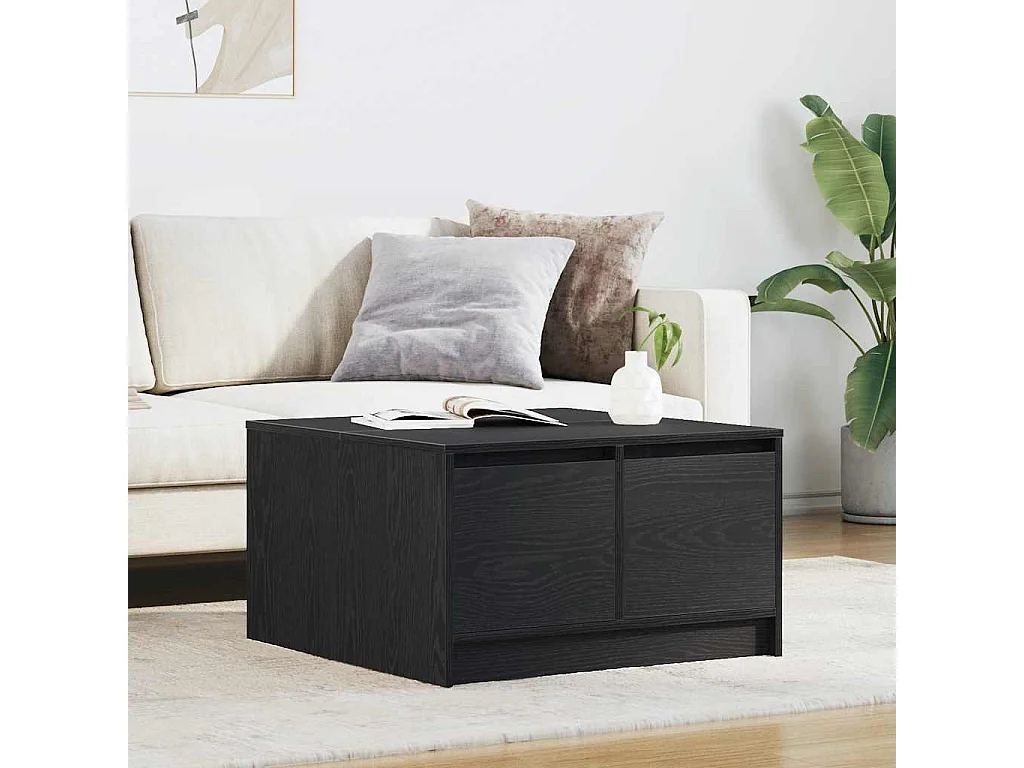 Salontafel met lades 70,5x70x40 cm zwart eikenkleurig