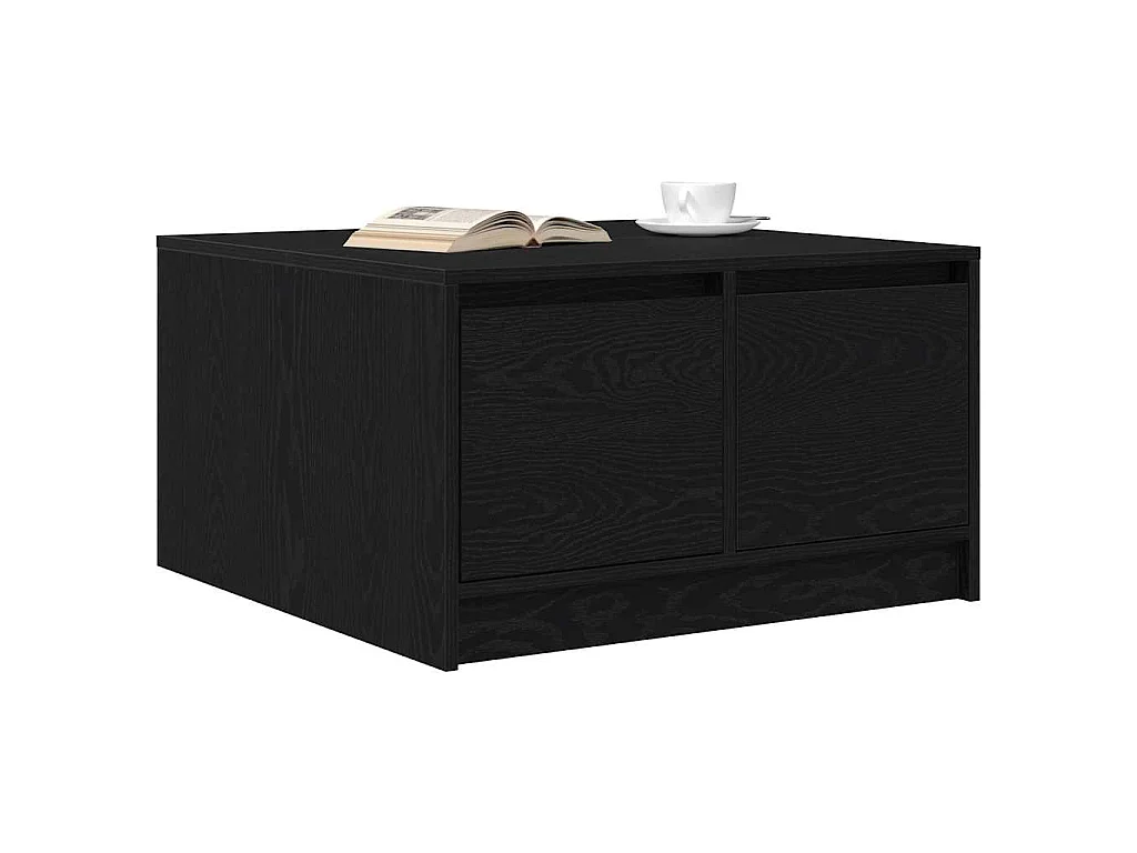 Salontafel met lades 70,5x70x40 cm zwart eikenkleurig