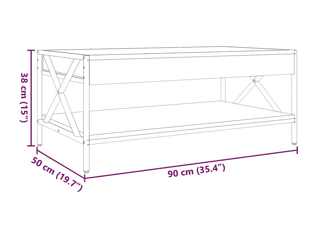 Mesa de centro luzes LED Infinity 90x50x38 cm carvalho castanho
