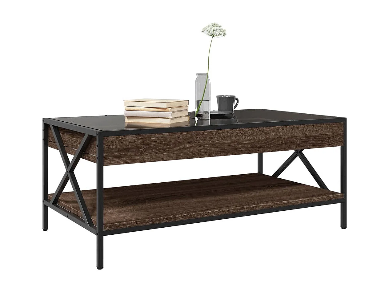 Mesa de centro luzes LED Infinity 90x50x38 cm carvalho castanho