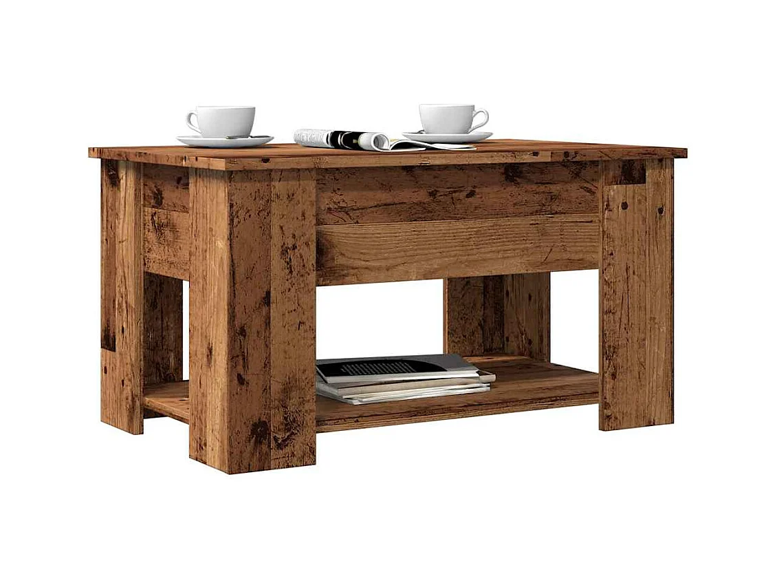 Table basse vieux bois 79x49x41 cm bois d'ingénierie