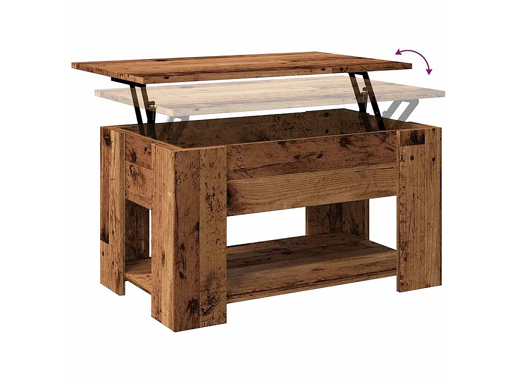 Mesa de centro 79x49x41 cm derivados madeira madeira velha