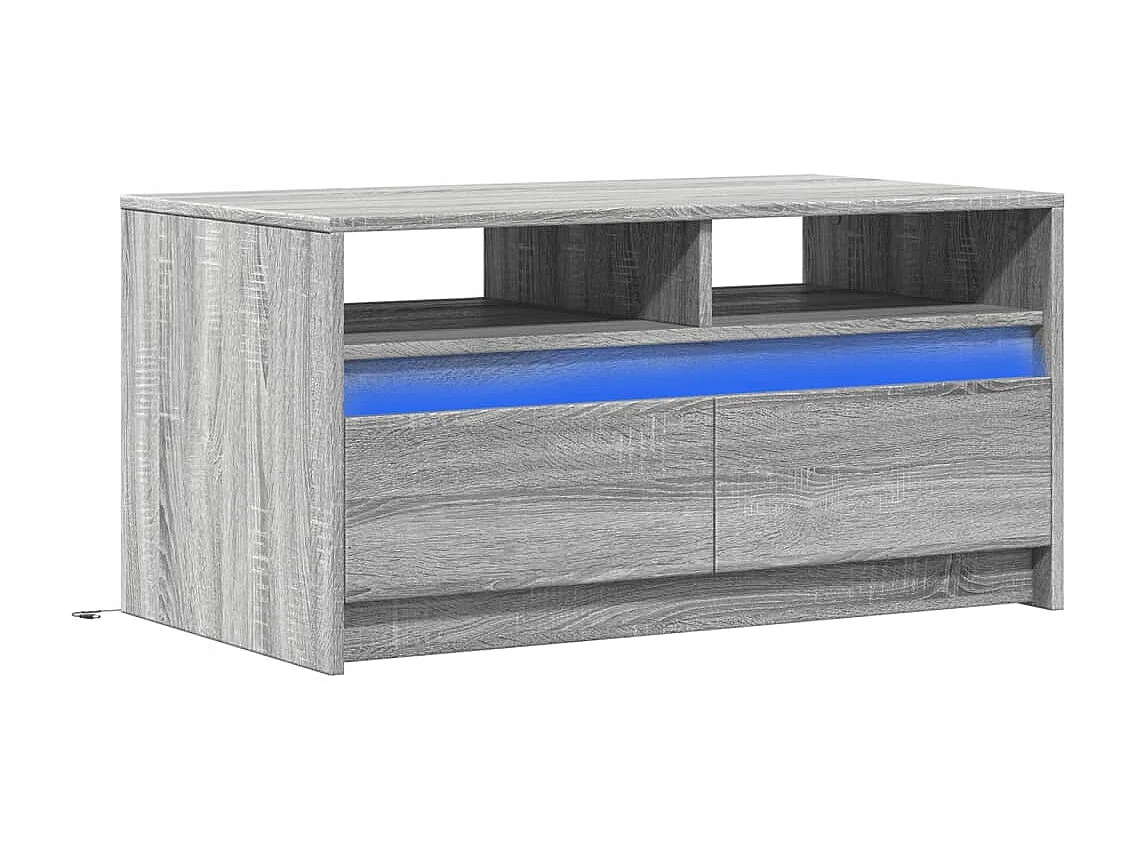 Mesa de centro c/ luzes LED derivados madeira cinzento sonoma