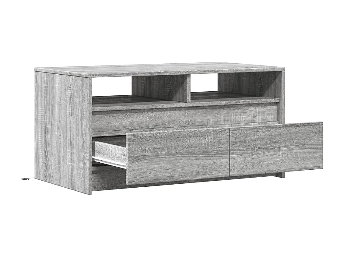 Mesa de centro c/ luzes LED derivados madeira cinzento sonoma