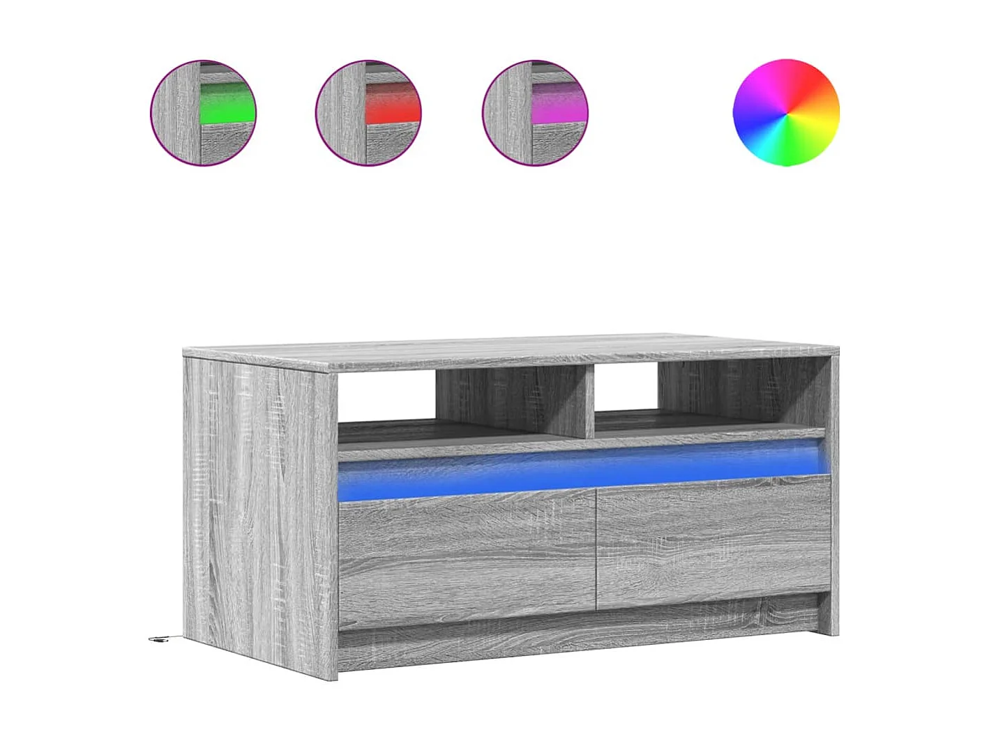 LED-Couchtisch Grau Sonoma Holzwerkstoff