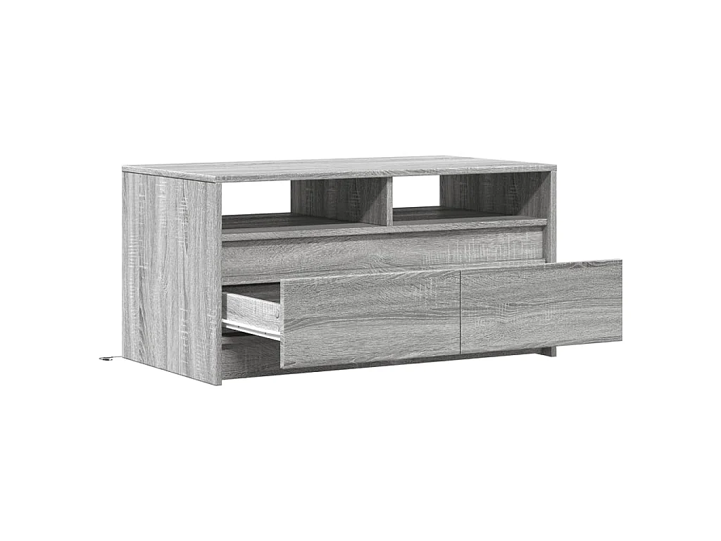 Tavolino da Salotto con Luci LED Grigio Sonoma in Truciolato