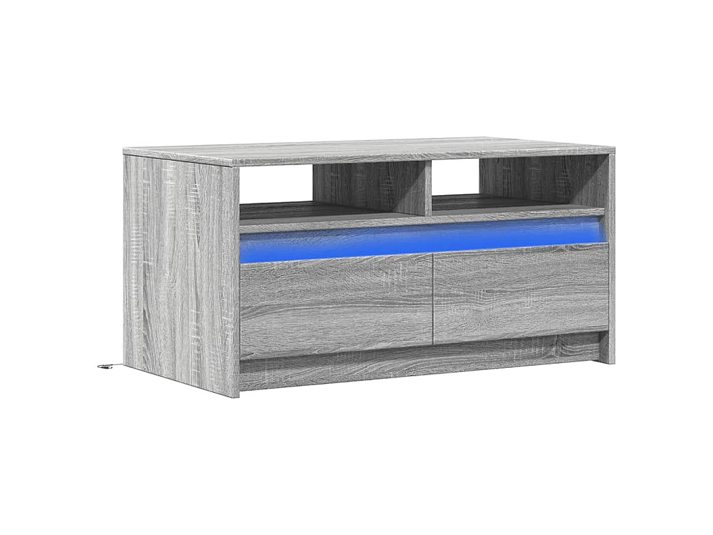 Table basse avec lumières LED sonoma gris bois d'ingénierie
