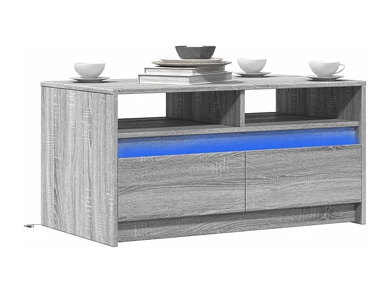 Table basse avec lumières LED sonoma gris bois d'ingénierie