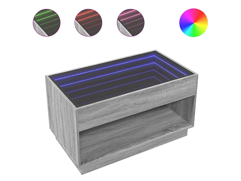 Couchtisch mit Infinity-LED Grau Sonoma 90x50x50 cm