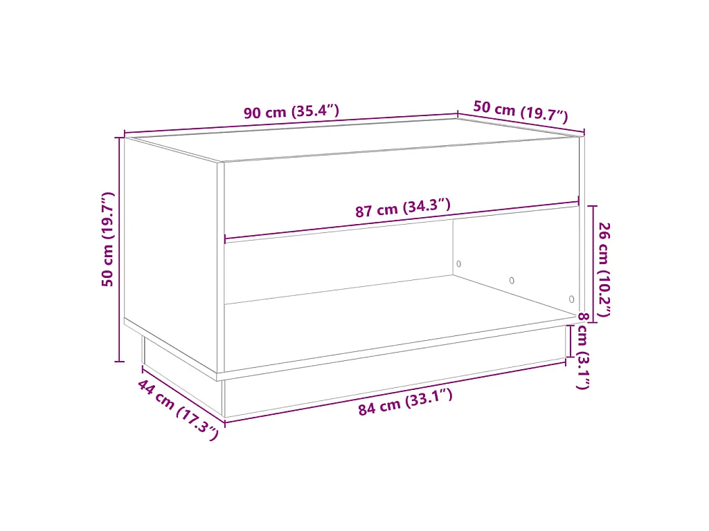 Couchtisch mit Infinity-LED Grau Sonoma 90x50x50 cm