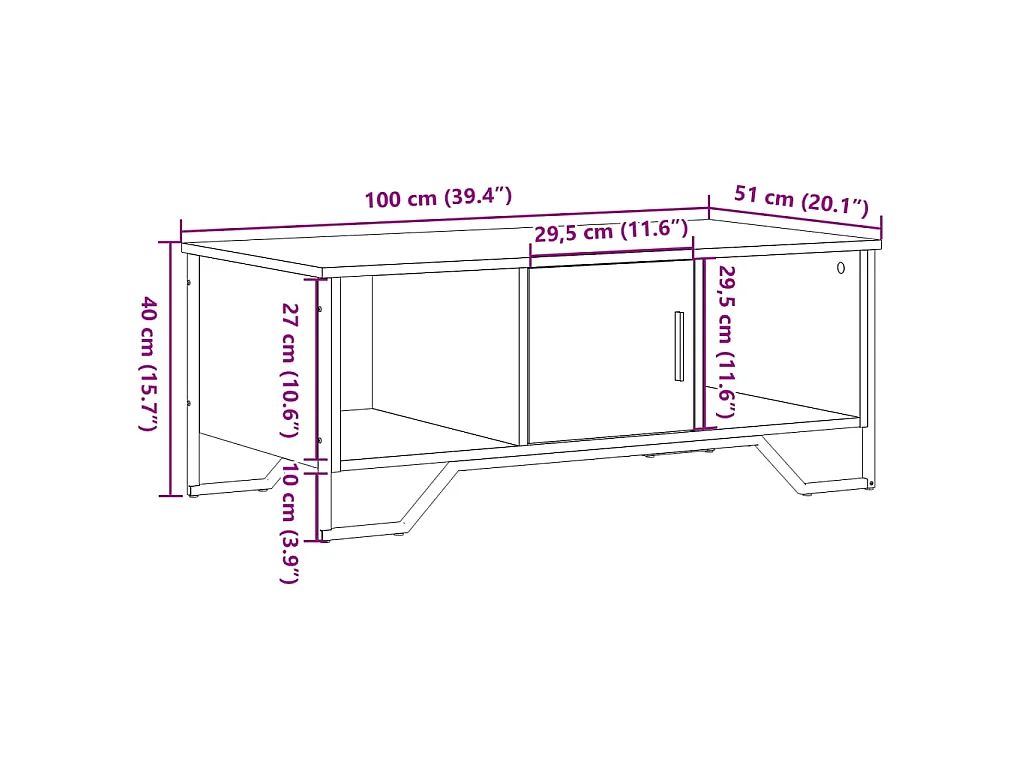 Couchtisch Räuchereiche 100x51x40 cm Holzwerkstoff
