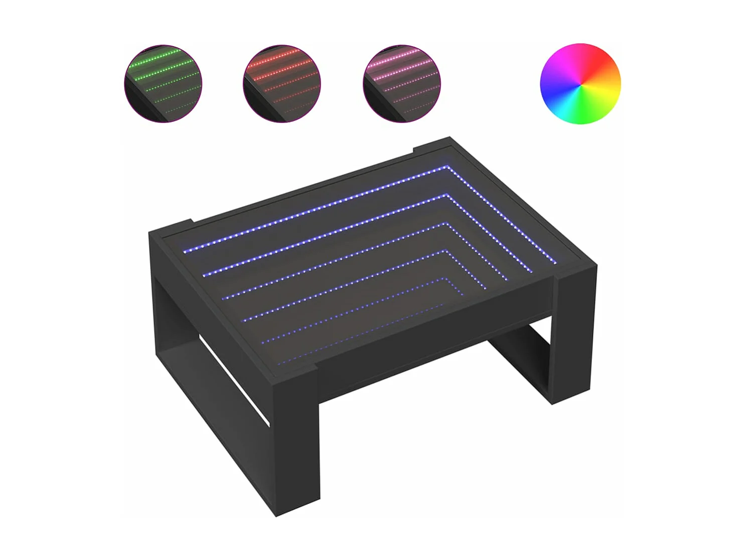 Table basse avec LED infini noir 70x53x30 cm