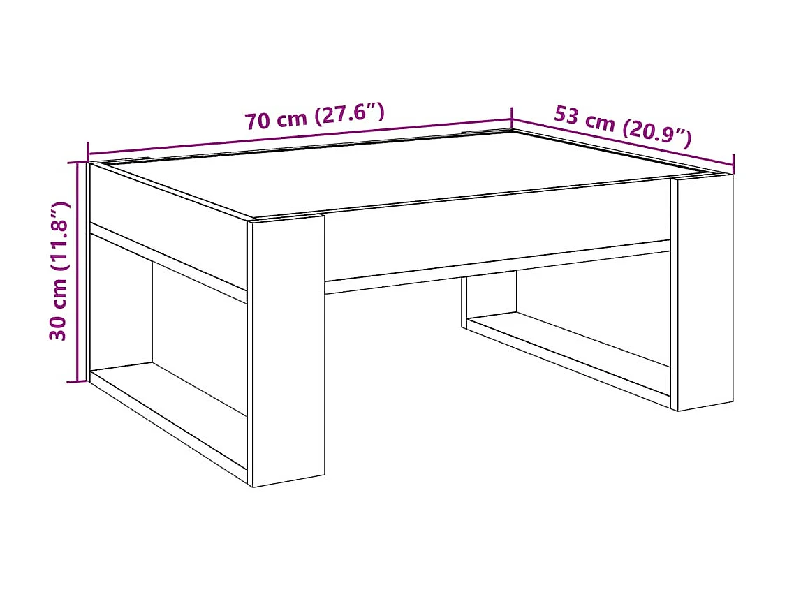 Table basse avec LED infini noir 70x53x30 cm
