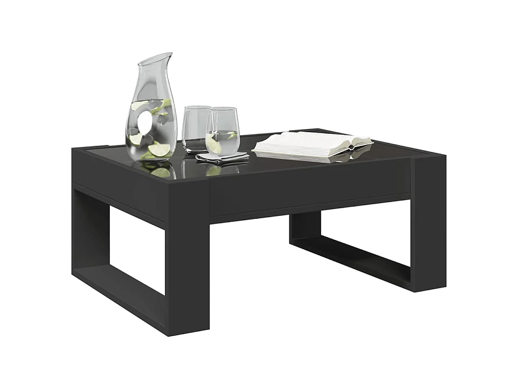 Mesa de centro con Infinity LED negro 70x53x30 cm