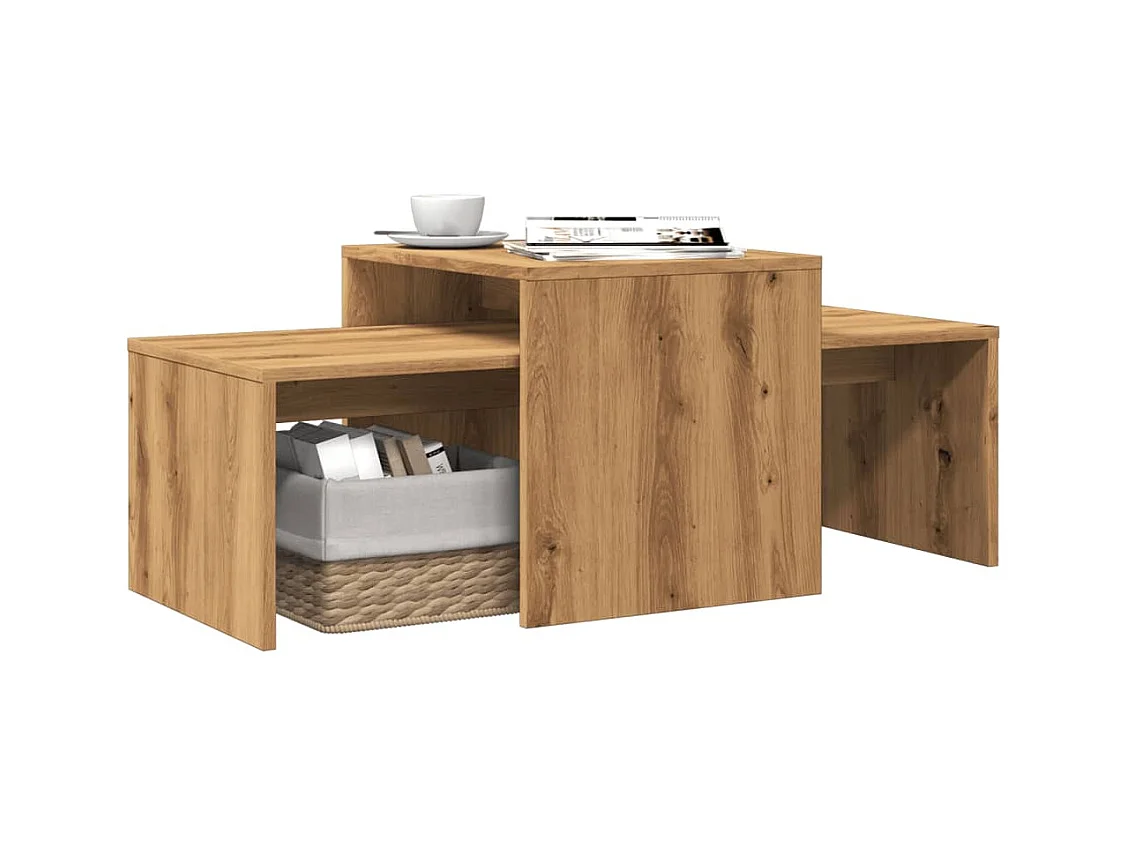 Table basse chêne artisanal 100x48x40 cm bois d'ingénierie