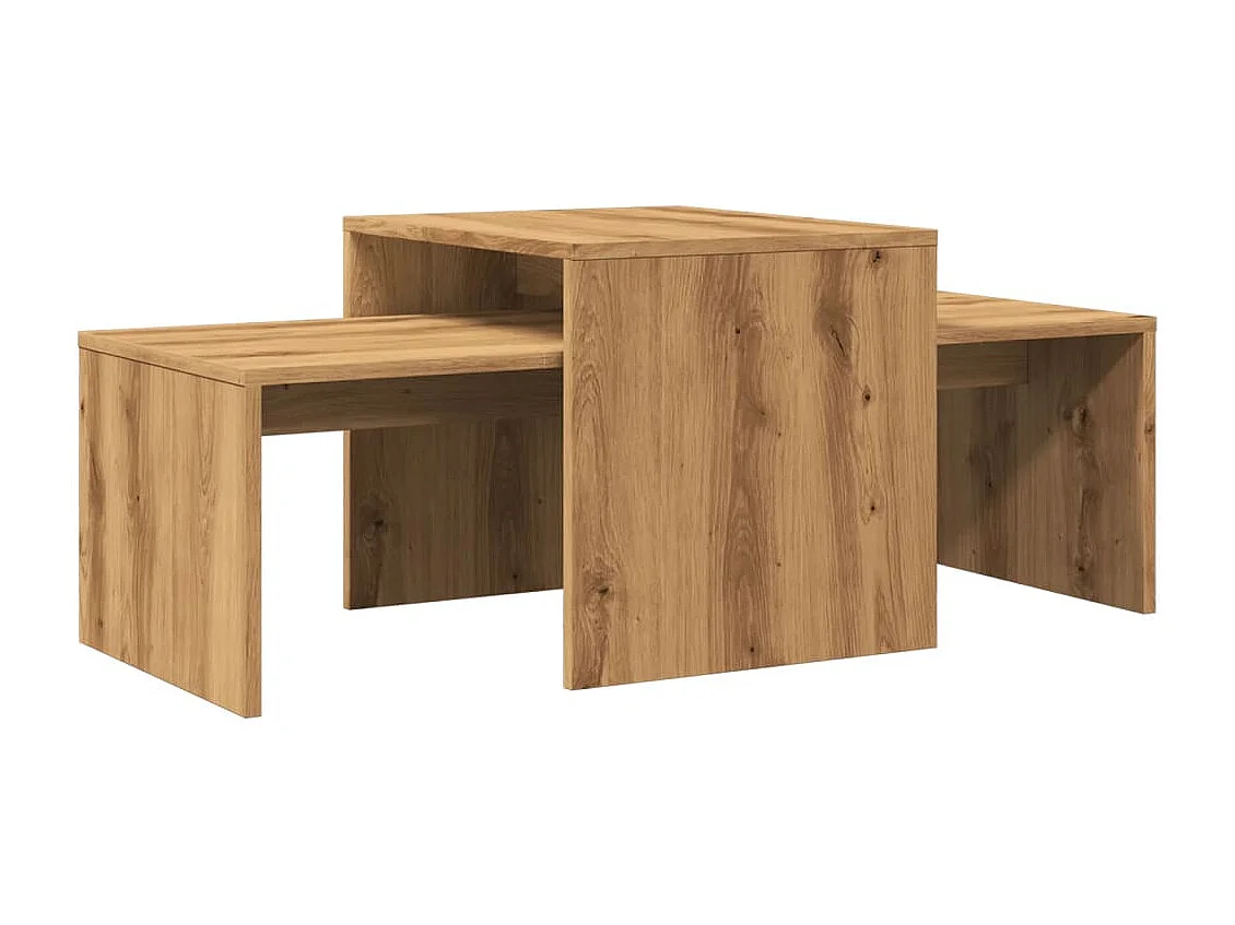 Table basse chêne artisanal 100x48x40 cm bois d'ingénierie