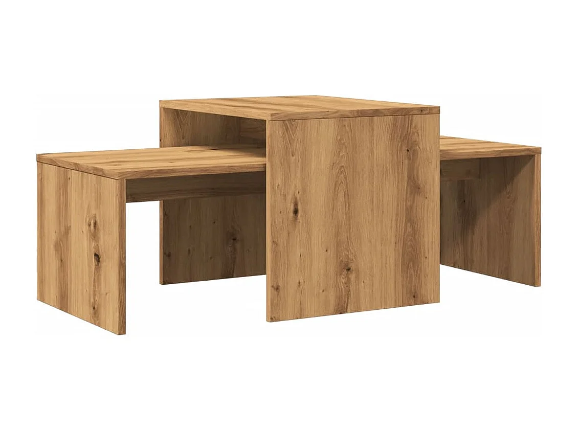 Table basse chêne artisanal 100x48x40 cm bois d'ingénierie