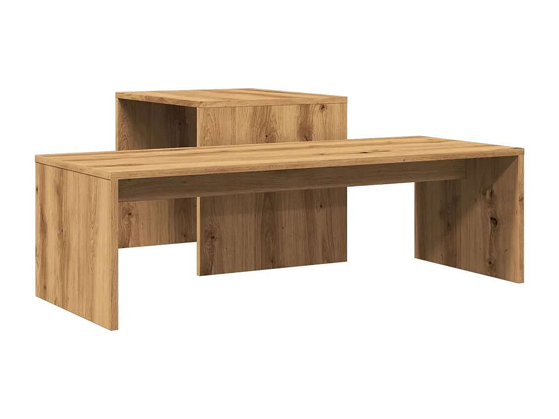 Table basse chêne artisanal 100x48x40 cm bois d'ingénierie
