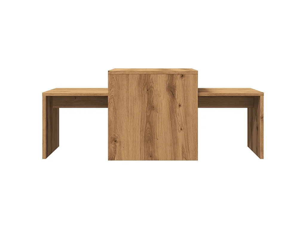 Table basse chêne artisanal 100x48x40 cm bois d'ingénierie