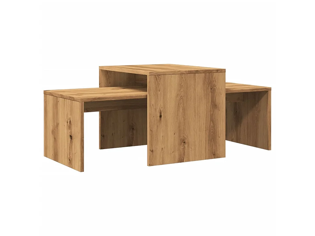 Table basse chêne artisanal 100x48x40 cm bois d'ingénierie