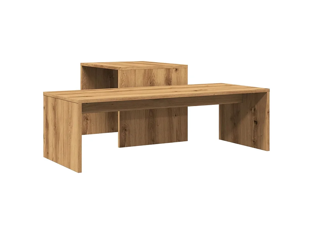 Table basse chêne artisanal 100x48x40 cm bois d'ingénierie