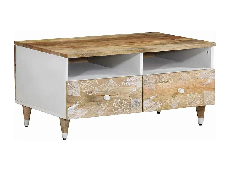 Mesa de centro de madera maciza mango 80x54x40 cm
