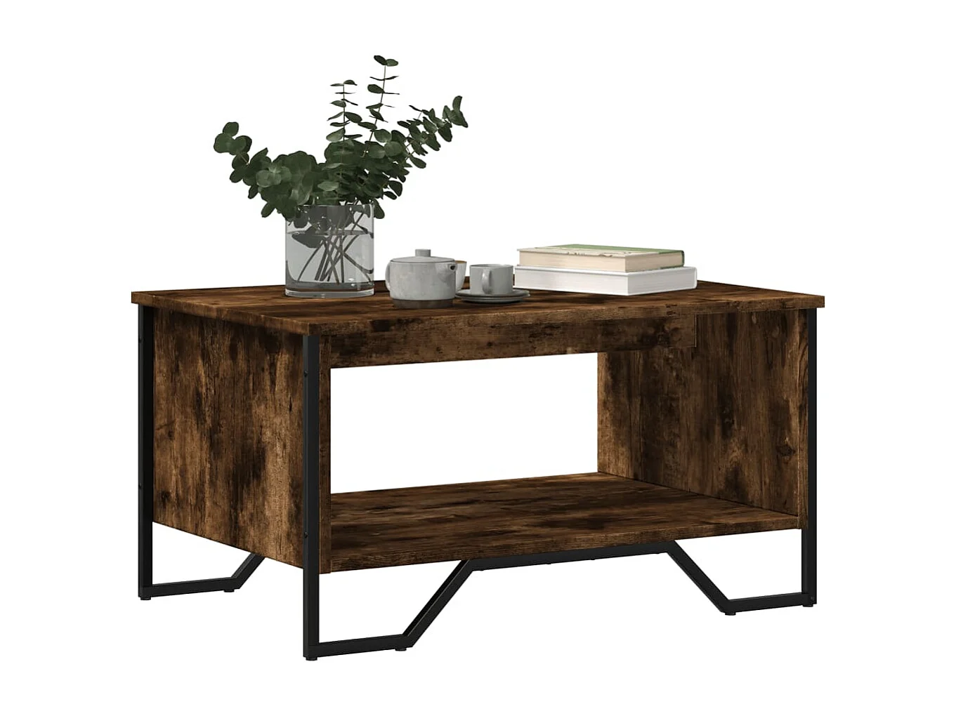 Tavolino da Salotto Rovere Fumo 75x51x40cm in Legno Multistrato