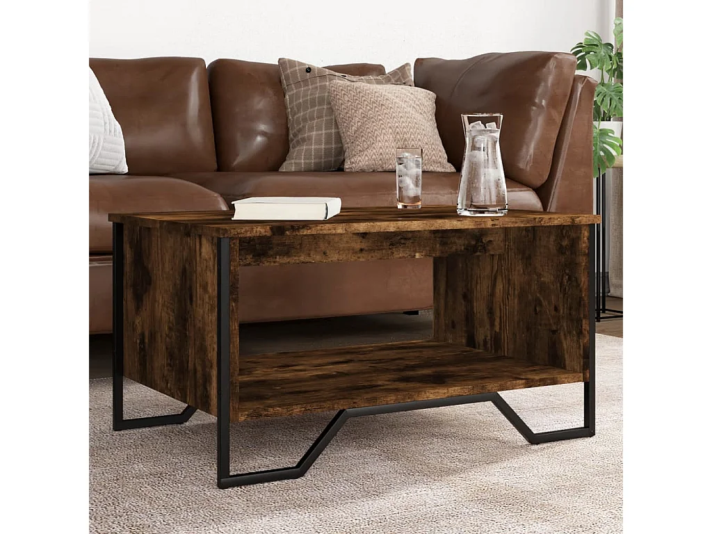 Tavolino da Salotto Rovere Fumo 75x51x40cm in Legno Multistrato